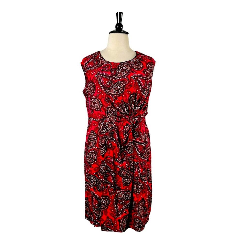 Dana Buchman New Dress Sleeveless Knot Front Coral Paisley Women’s Plus Size 1X